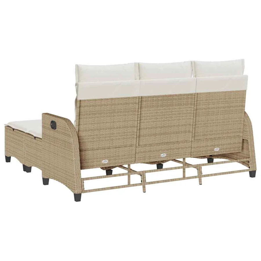 Salon de jardin avec coussins forme de L 3 pcs beige polyrotin - 6
