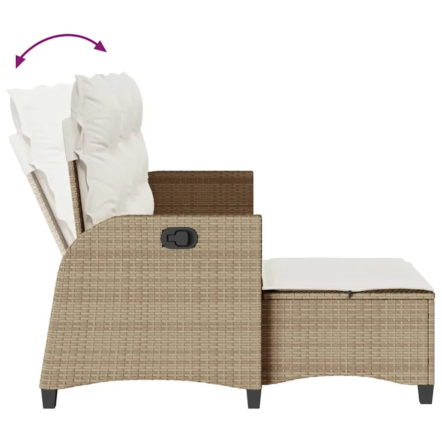 Salon de jardin avec coussins forme de L 3 pcs beige polyrotin - 7