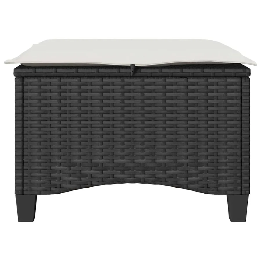 Tabourets jardin coussins 2 pcs noir 55x55x36 cm résine tressée - 5