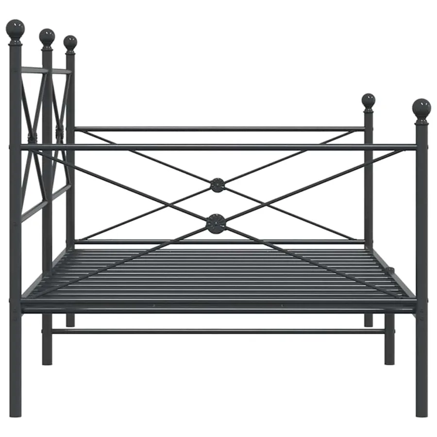 Lit de repos sans matelas noir 107x203 cm acier - 6