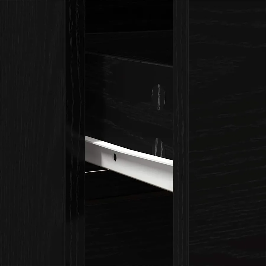 Buffet avec tiroir chêne noir 80x34x76 cm bois d'ingénierie - 11