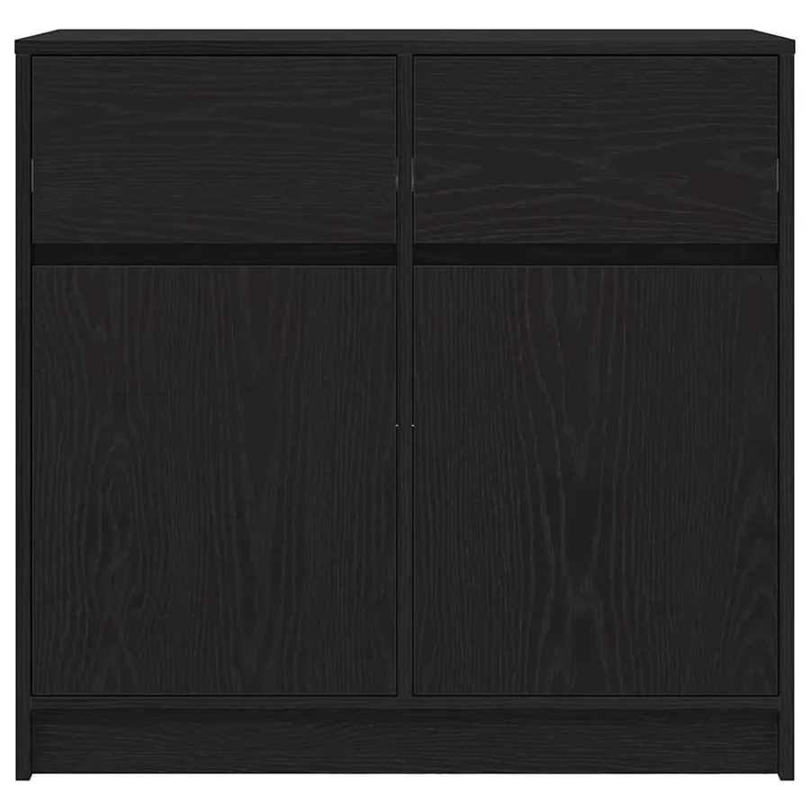 Buffet avec tiroir chêne noir 80x34x76 cm bois d'ingénierie - 6