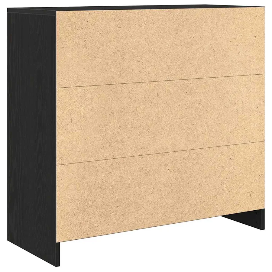 Buffet avec tiroir chêne noir 80x34x76 cm bois d'ingénierie - 8