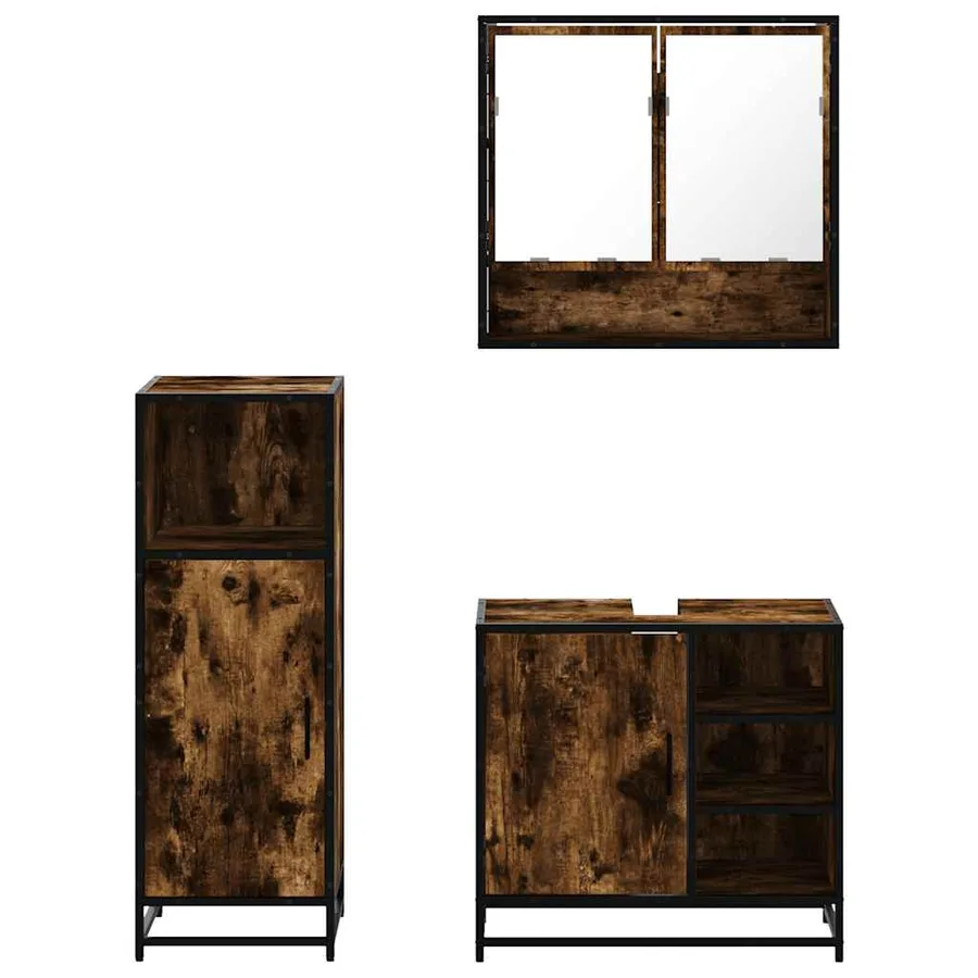 Ensemble de meubles de salle de bain 3 pcs Chêne fumé - 5