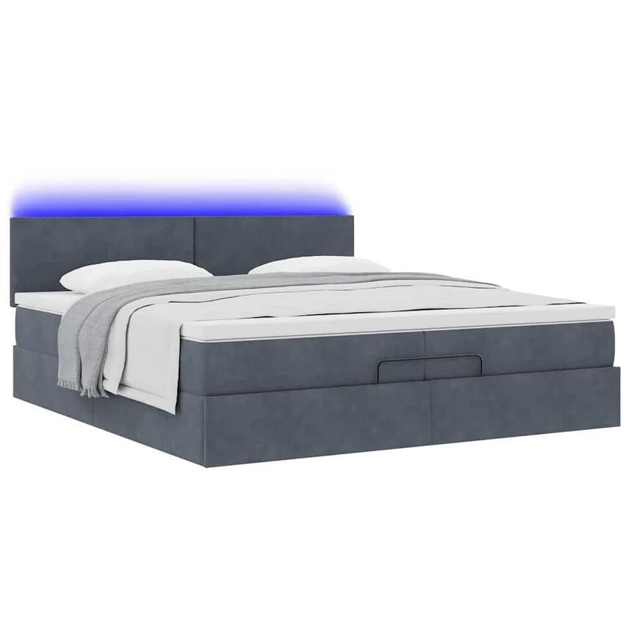 Cadre de lit ottoman avec matelas gris foncé 200x200 cm velours - 3
