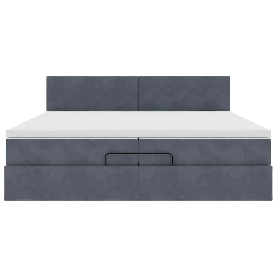 Cadre de lit ottoman avec matelas gris foncé 200x200 cm velours - 6