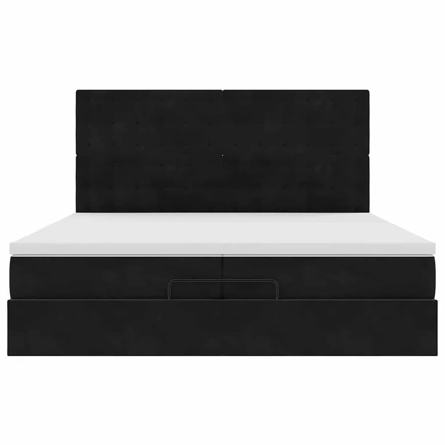 Cadre de lit ottoman avec matelas noir 200x200cm velours - 8