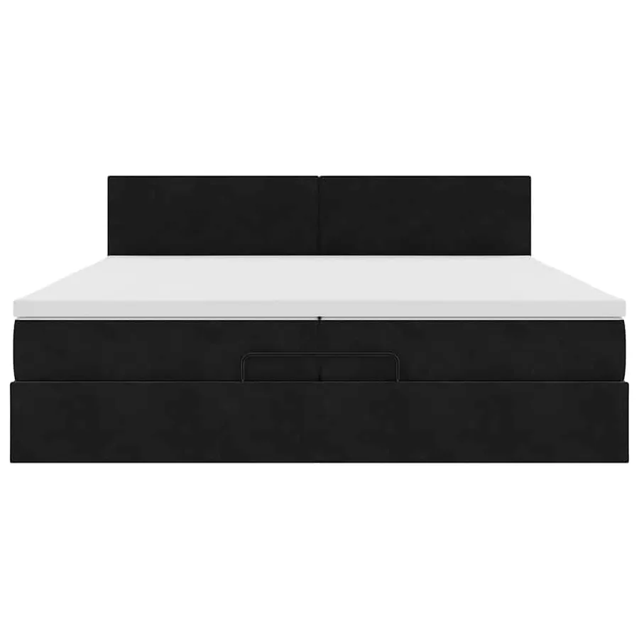 Cadre de lit ottoman avec matelas noir 200x200 cm velours - 8