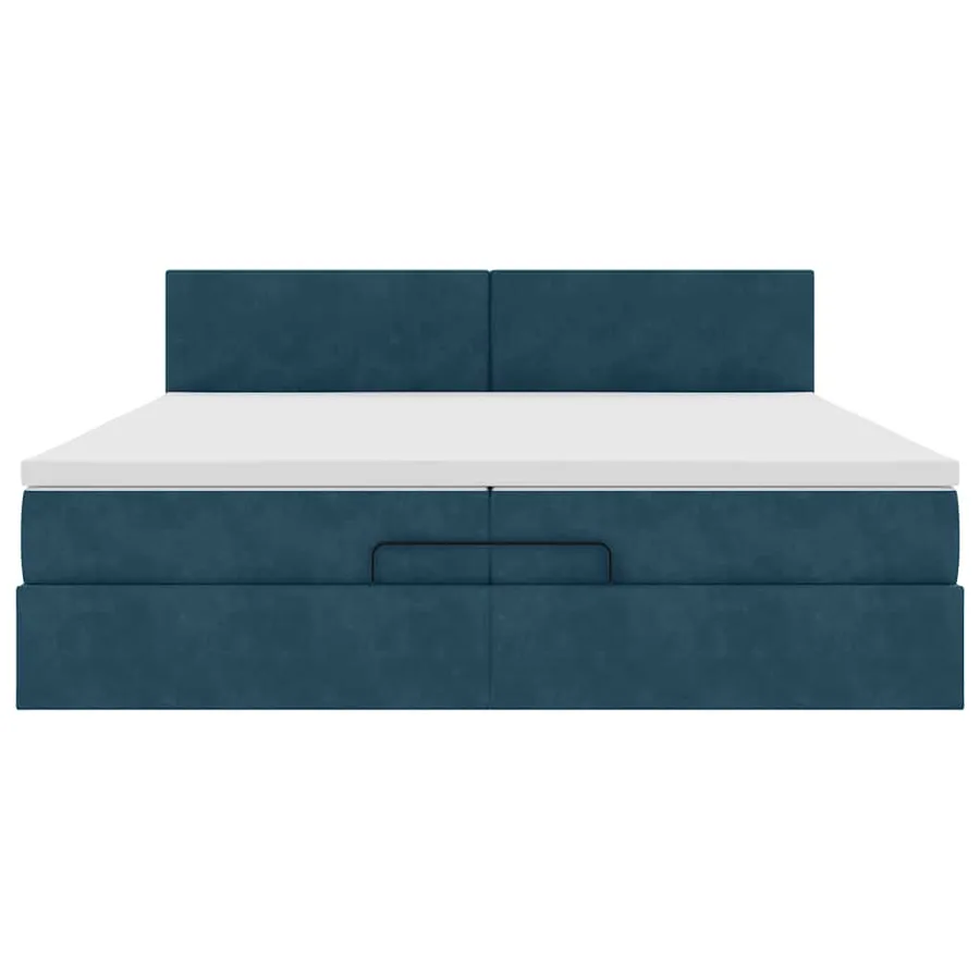 Cadre de lit ottoman avec matelas bleu foncé 200x200 cm velours - 7