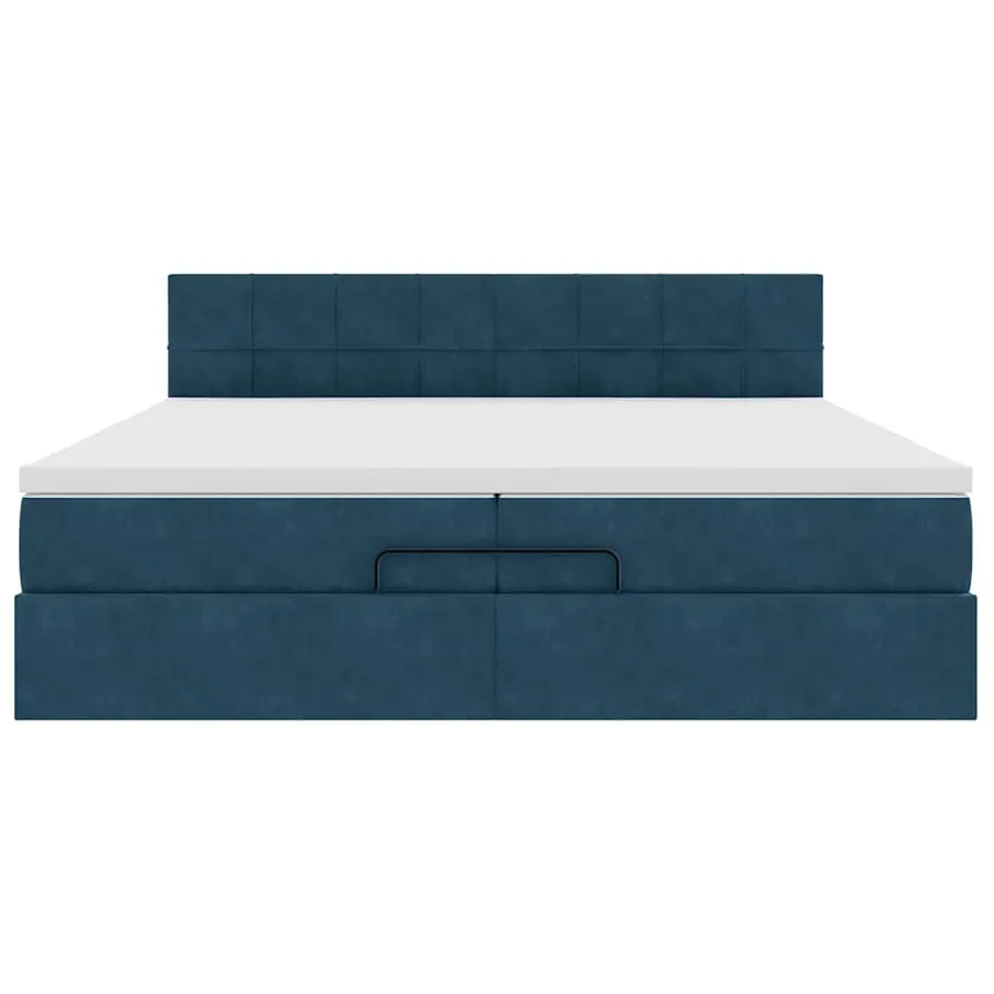 Cadre de lit ottoman avec matelas bleu foncé 200x200 cm velours - 5