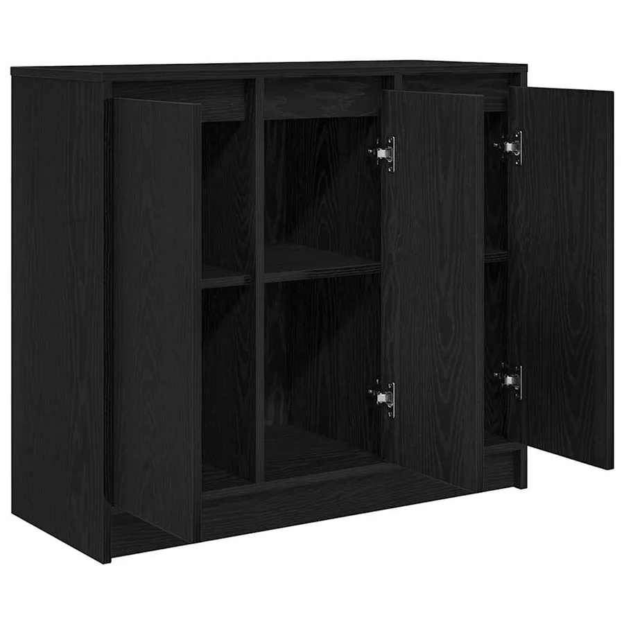 Buffet chêne noir 85x34x76 cm bois d'ingénierie - 5