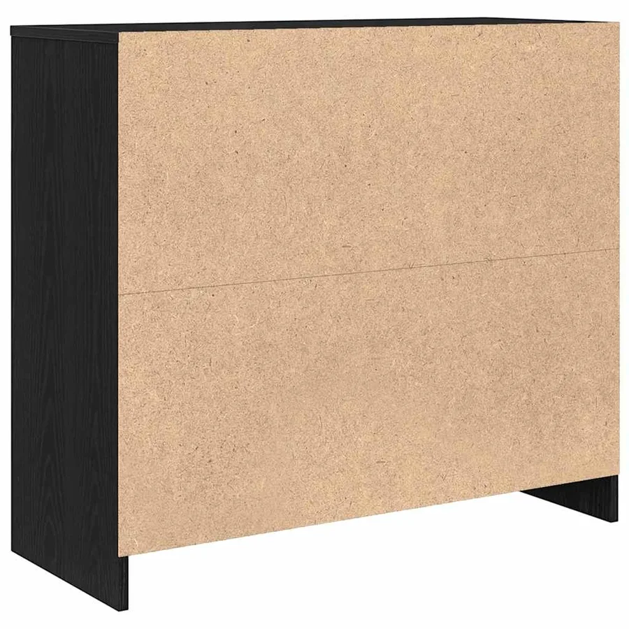 Buffet chêne noir 85x34x76 cm bois d'ingénierie - 8
