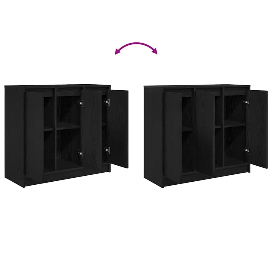 Buffet chêne noir 85x34x76 cm bois d'ingénierie - 9