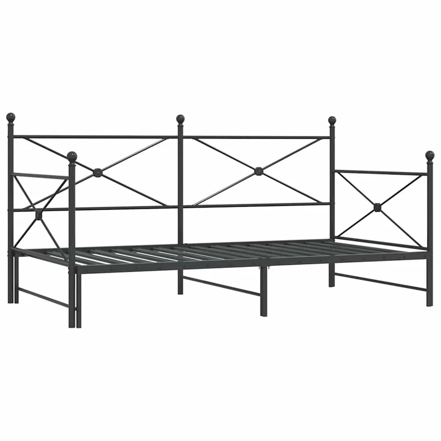 Lit de jour avec gigogne sans matelas noir 107x203 cm acier - 2