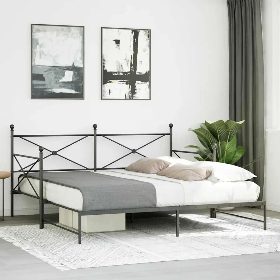 Lit de jour avec gigogne sans matelas noir 107x203 cm acier - 3