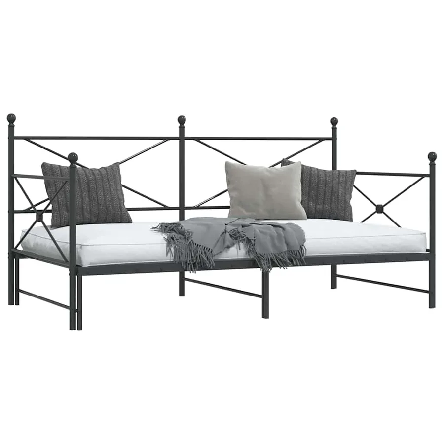 Lit de jour avec gigogne sans matelas noir 107x203 cm acier - 5