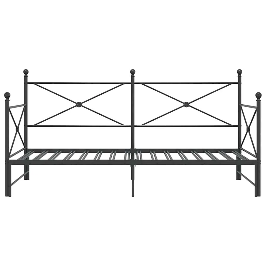Lit de jour avec gigogne sans matelas noir 107x203 cm acier - 6