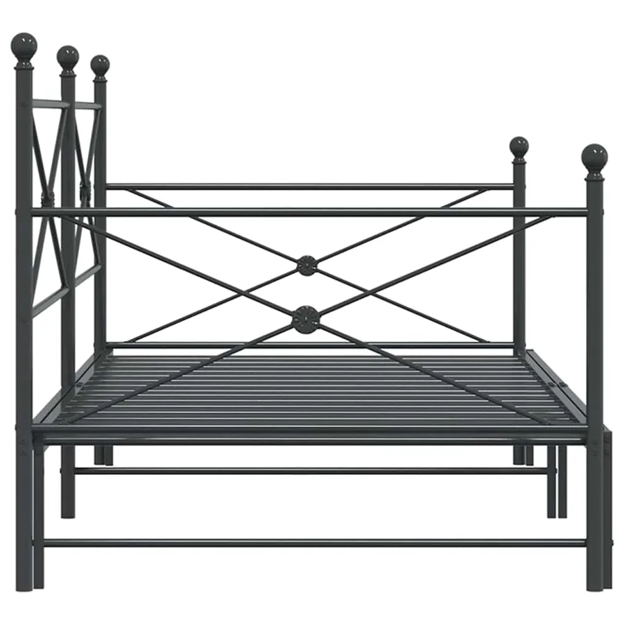 Lit de jour avec gigogne sans matelas noir 107x203 cm acier - 7