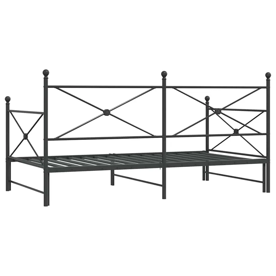 Lit de jour avec gigogne sans matelas noir 107x203 cm acier - 8