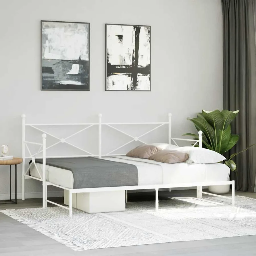 Lit de jour avec gigogne sans matelas blanc 75x190 cm - 3