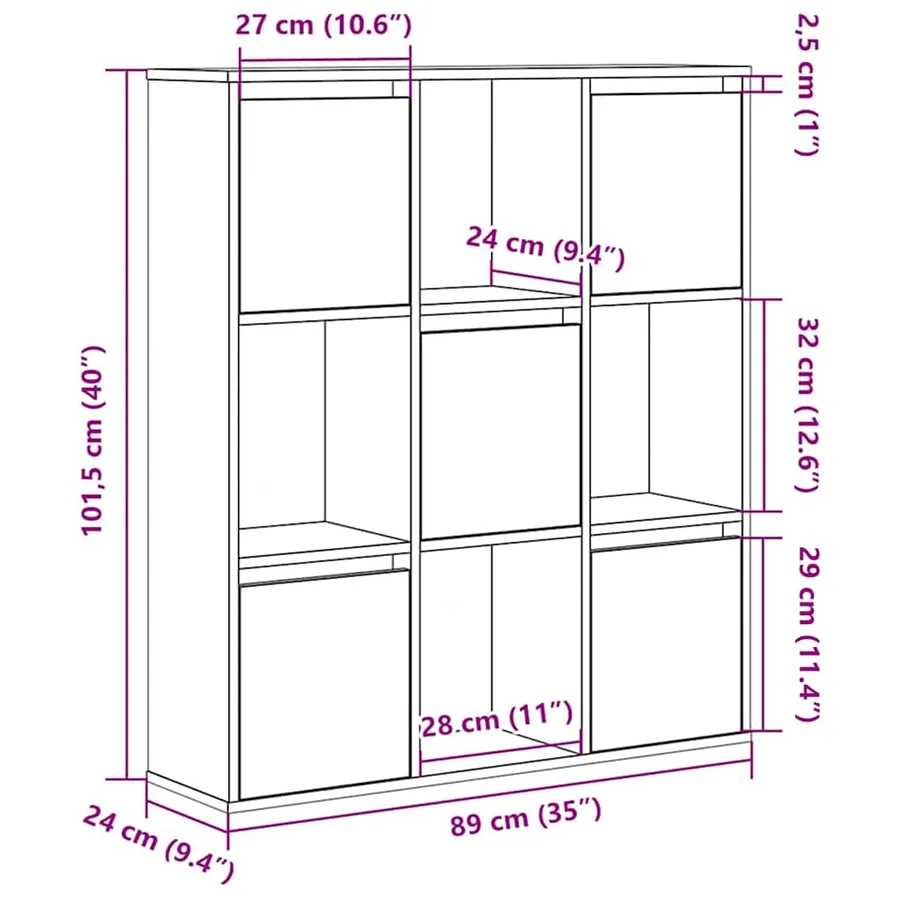 Bibliothèque blanc 89x24x101,5 cm bois d'ingénierie - 10
