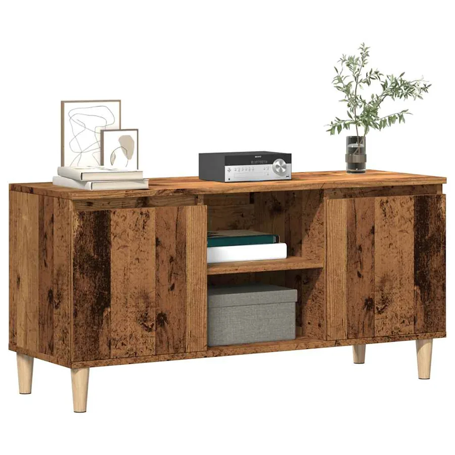 Meuble TV vieux bois 102x35x50 cm bois d'ingénierie
