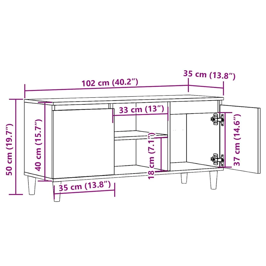 Meuble TV vieux bois 102x35x50 cm bois d'ingénierie - 10
