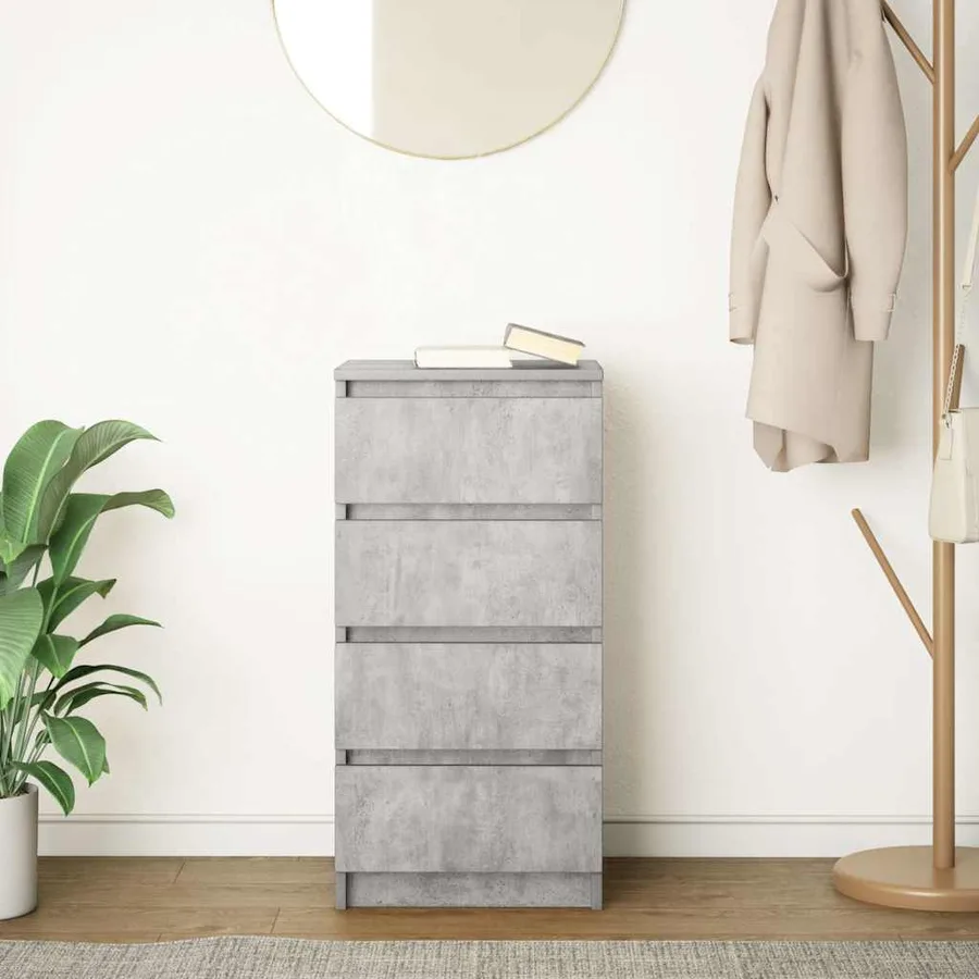 Buffet gris béton 37,5x35x76 cm bois d'ingénierie - 3