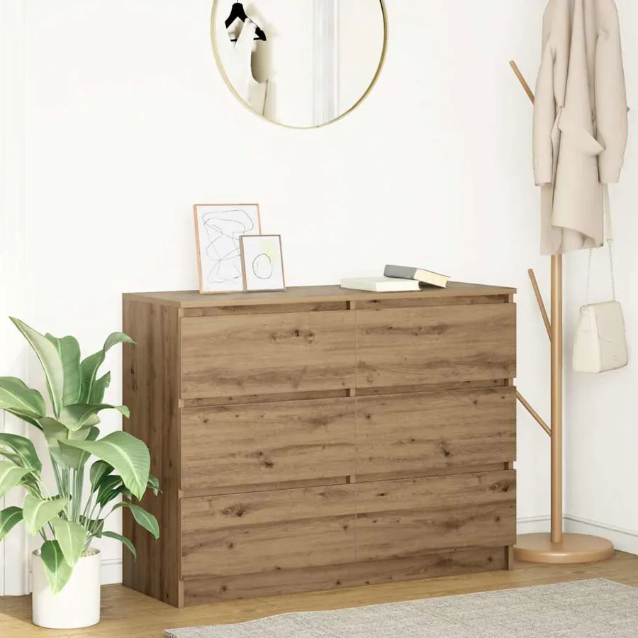 Buffet chêne artisanal 100x35x76 cm bois d'ingénierie