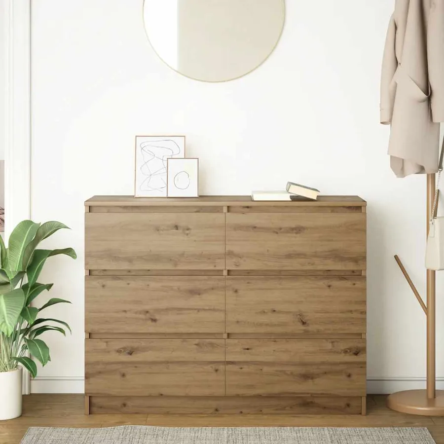 Buffet chêne artisanal 100x35x76 cm bois d'ingénierie - 3