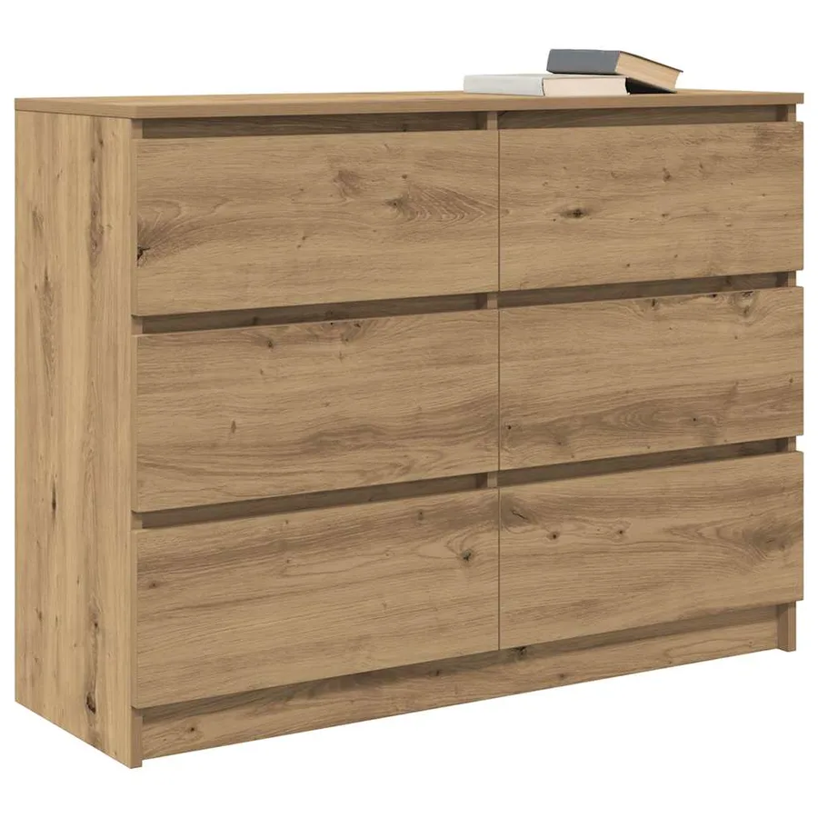 Buffet chêne artisanal 100x35x76 cm bois d'ingénierie - 4