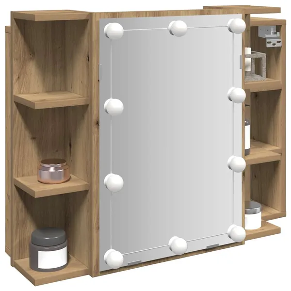 Armoire à miroir avec LED chêne artisanal 70x16,5x60 cm