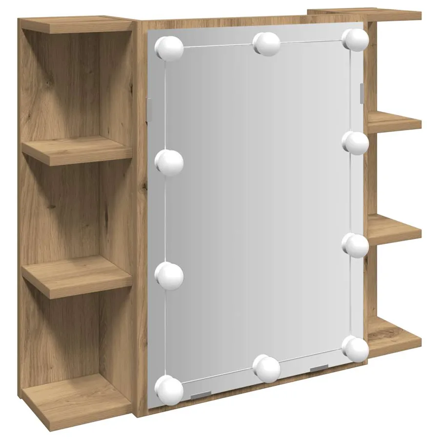 Armoire à miroir avec LED chêne artisanal 70x16,5x60 cm - 2