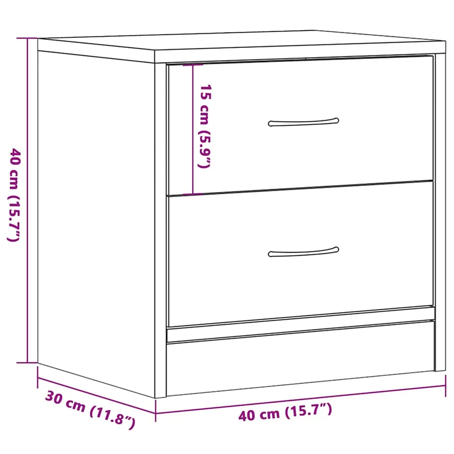 Tables de chevet 2pcs chêne noir 40x30x40cm bois d'ingénierie - 13