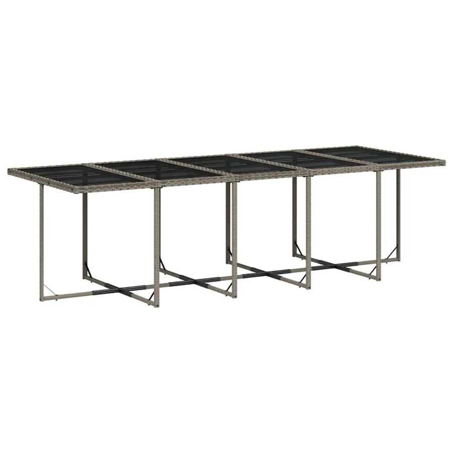 Ensemble à manger de jardin 11pcs avec coussins gris poly rotin - 4