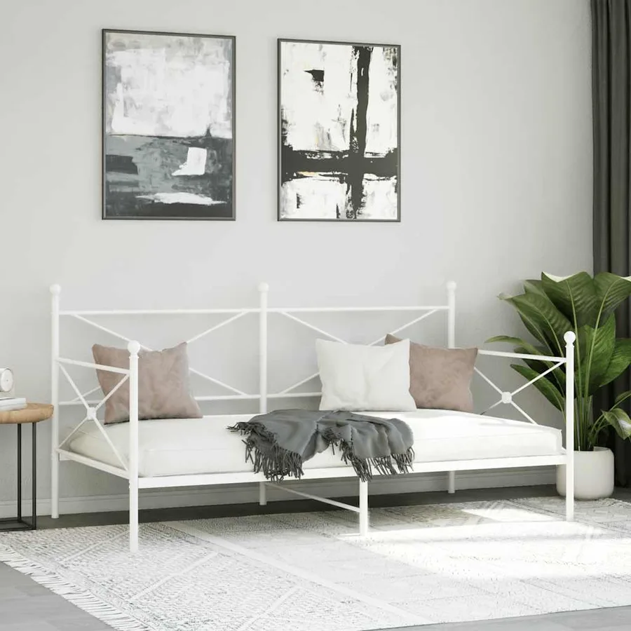 Lit de repos sans matelas blanc 100x200 cm acier - 3