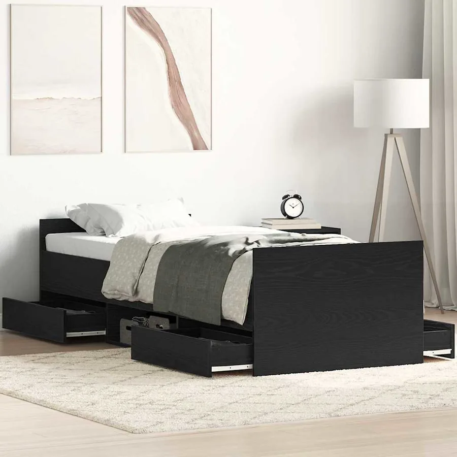 Cadre de lit Chêne noir 193 x 78 x 50 cm Bois d'ingénierie