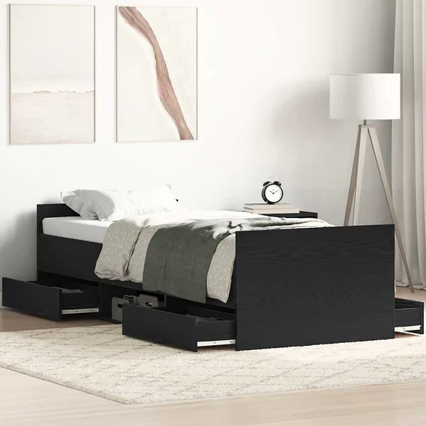 Cadre de lit Chêne noir 193 x 78 x 50 cm Bois d'ingénierie