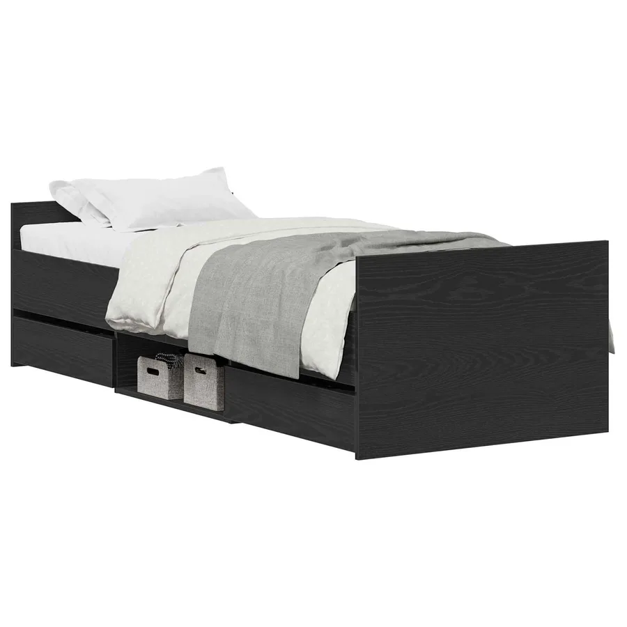 Cadre de lit Chêne noir 193 x 78 x 50 cm Bois d'ingénierie - 2