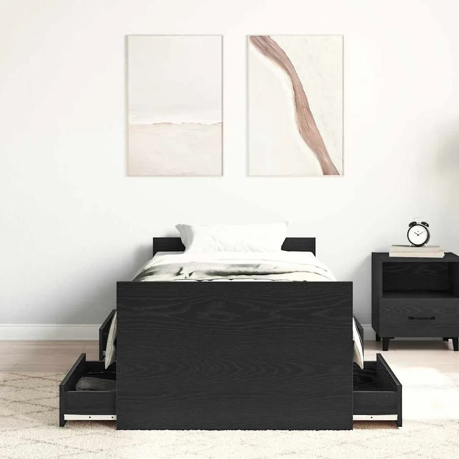 Cadre de lit Chêne noir 193 x 78 x 50 cm Bois d'ingénierie - 3