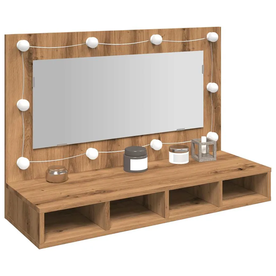 Armoire à miroir avec LED Chêne artisanal 90x31,5x62 cm