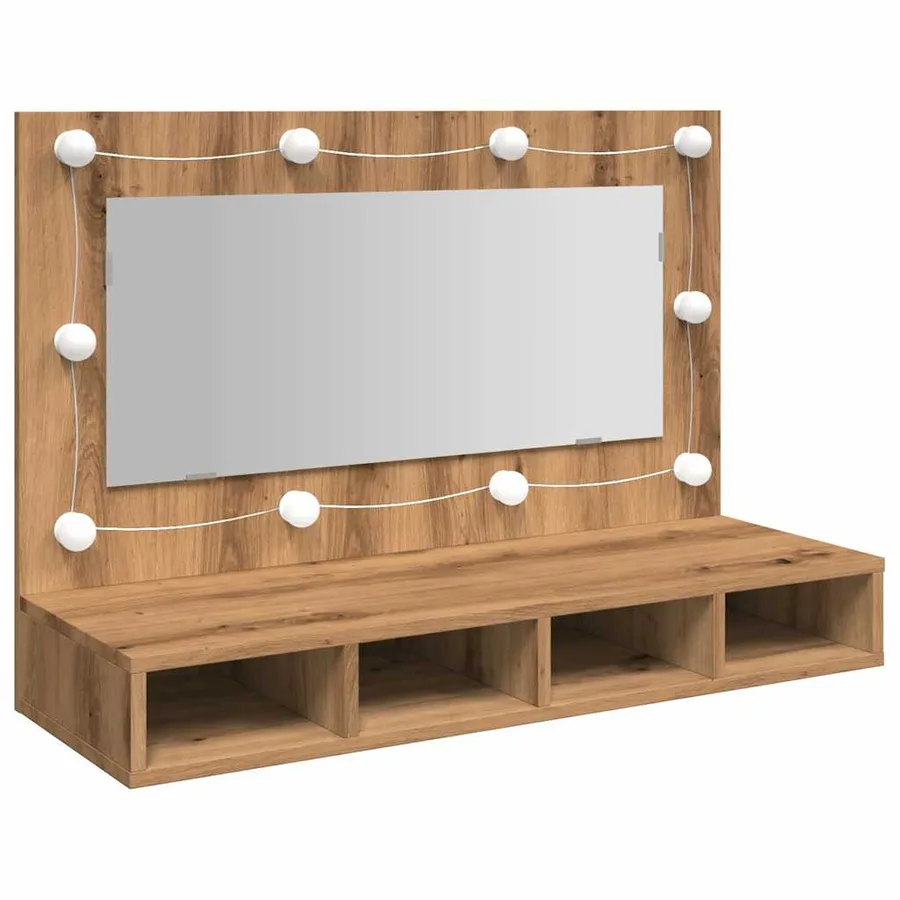 Armoire à miroir avec LED Chêne artisanal 90x31,5x62 cm - 2