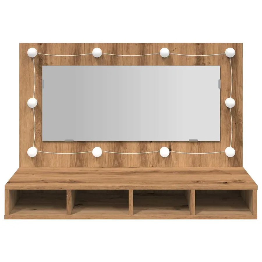 Armoire à miroir avec LED Chêne artisanal 90x31,5x62 cm - 5