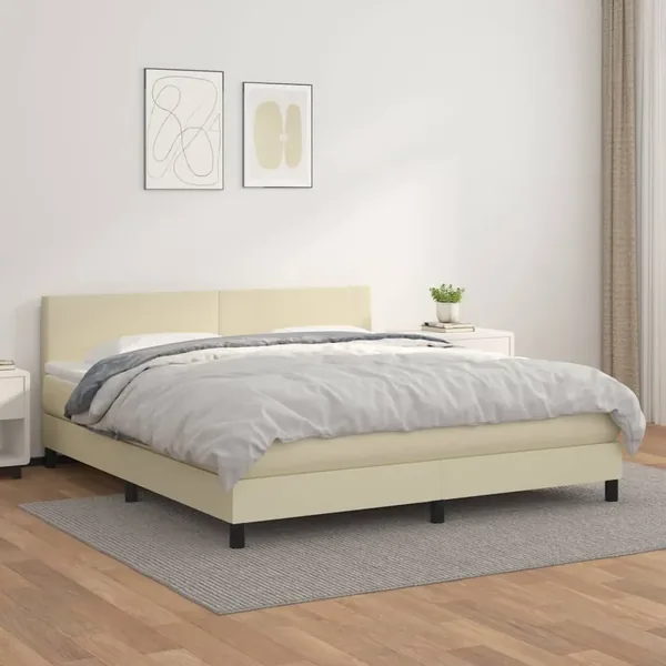 Sommier à lattes de lit avec matelas Crème 180x200cm Similicuir