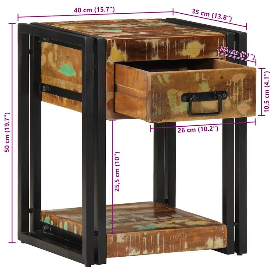 Cabinet de chevet 2 pcs 40 x 35 x 50 cm Bois Recyclé Solide - 14