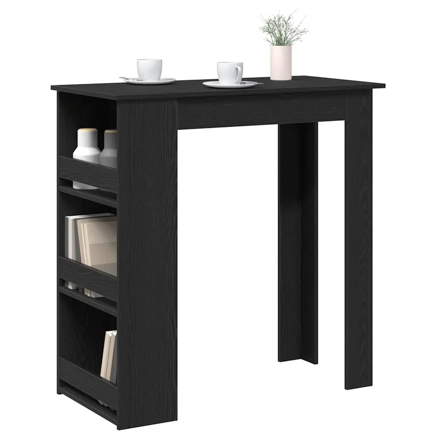 Table de bar avec étagère de rangement chêne noir - 4
