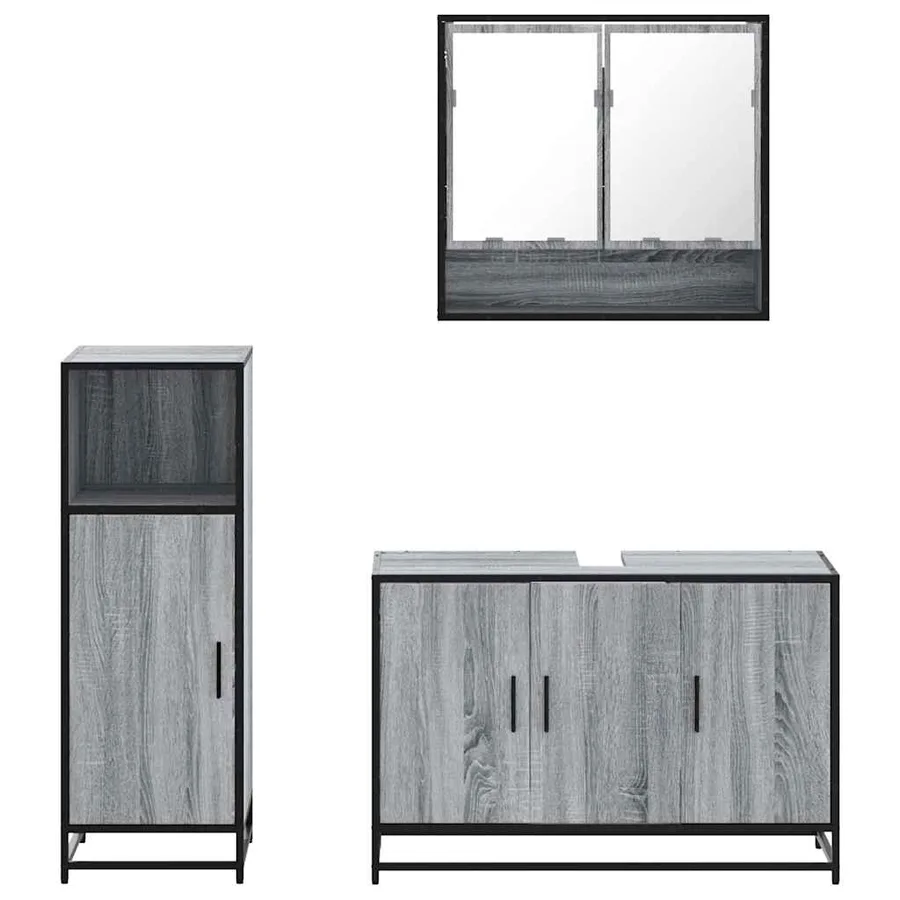 Ensemble de meubles de salle de bain 3 pcs Sonoma gris - 5