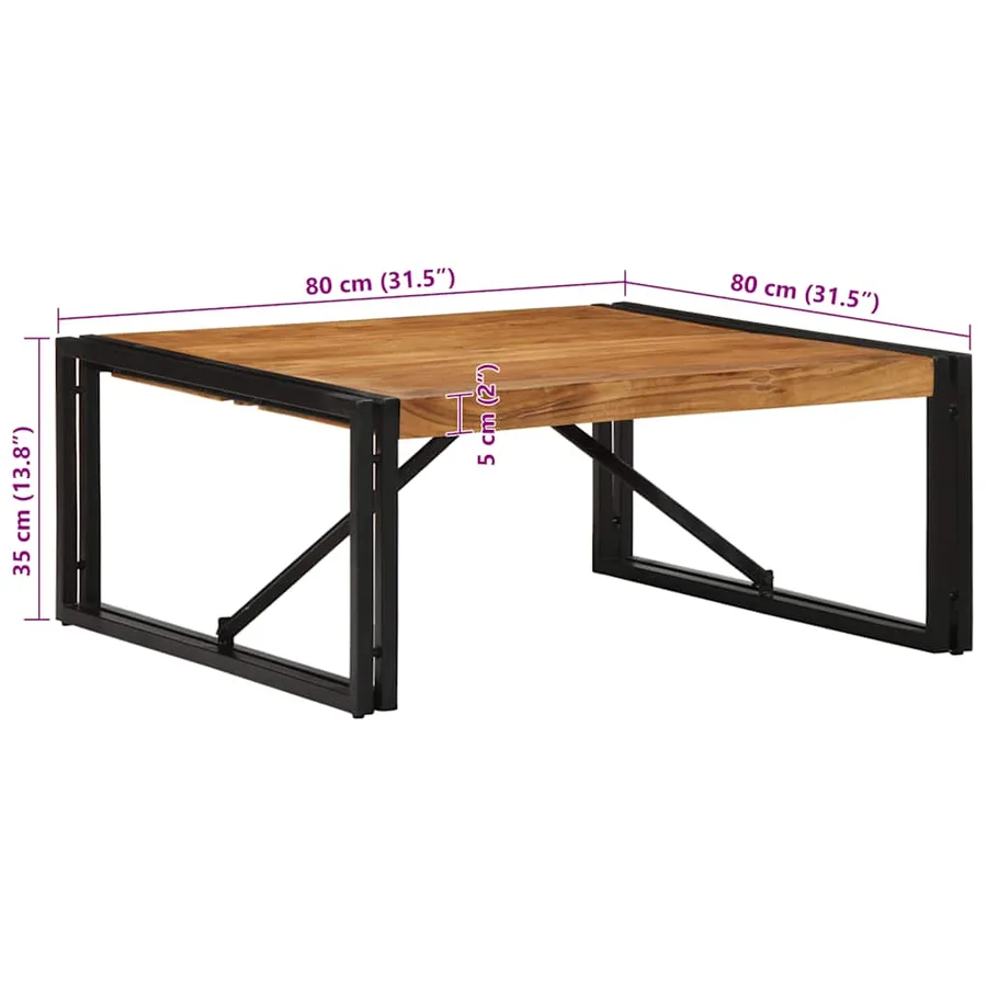 Table basse 80x80x35 cm bois massif acacia - 9