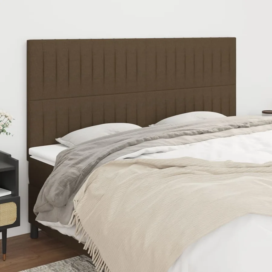 Tête de lit marron foncé 160 x 5 x 118/128 cm Tissu