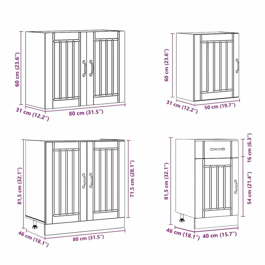 Ensemble d'armoires de cuisine 7 pcs Lucca bois d'ingénierie - 9